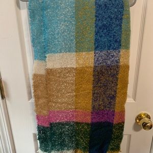 Multi-colored block print blanket scarf